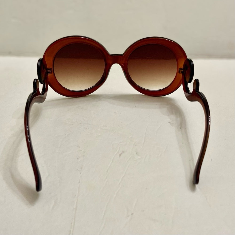 Elegant High Fashion Brown Round Sunglasses