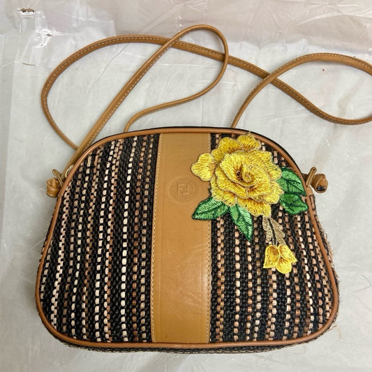 Authentic, Rare,  Fendi, Small Tweed Crossbody Bag 8in x 6.5in x 2in