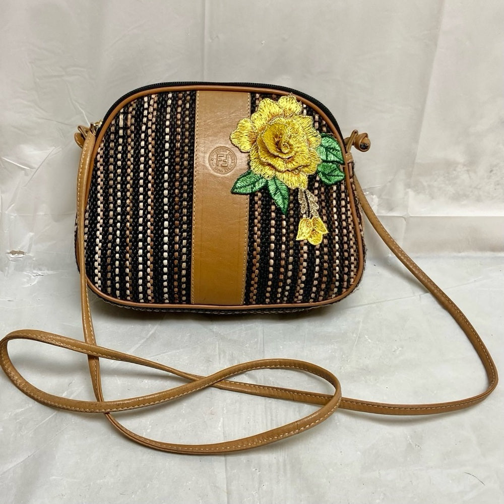 Authentic, Rare,  Fendi, Small Tweed Crossbody Bag 8in x 6.5in x 2in