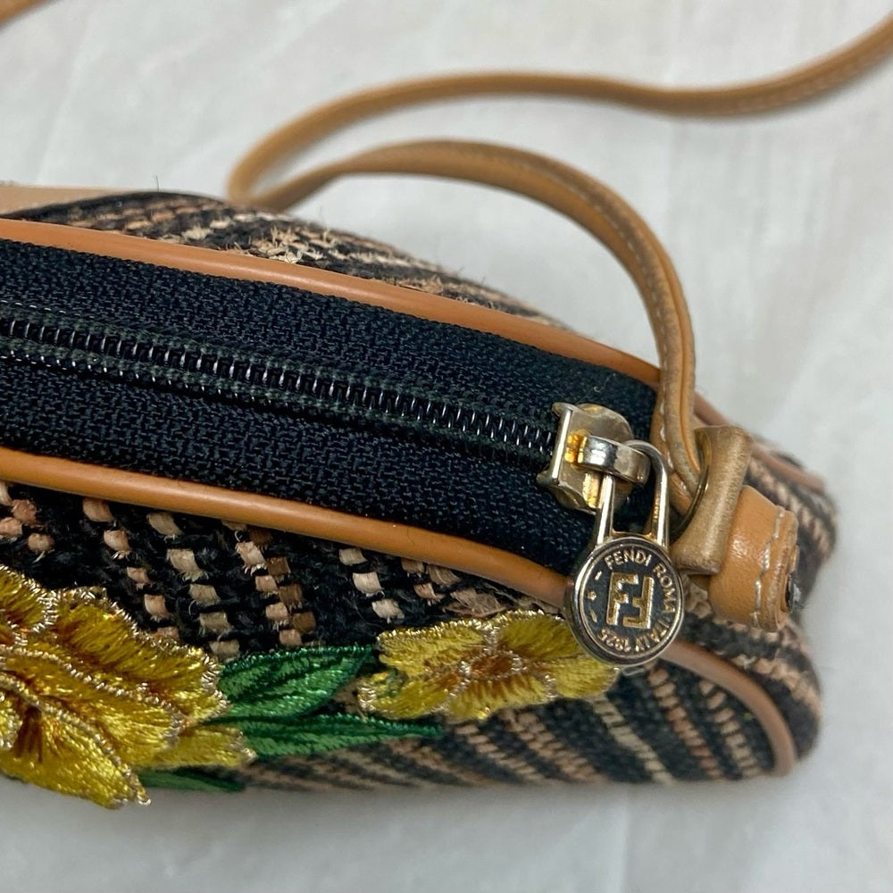 Authentic, Rare,  Fendi, Small Tweed Crossbody Bag 8in x 6.5in x 2in