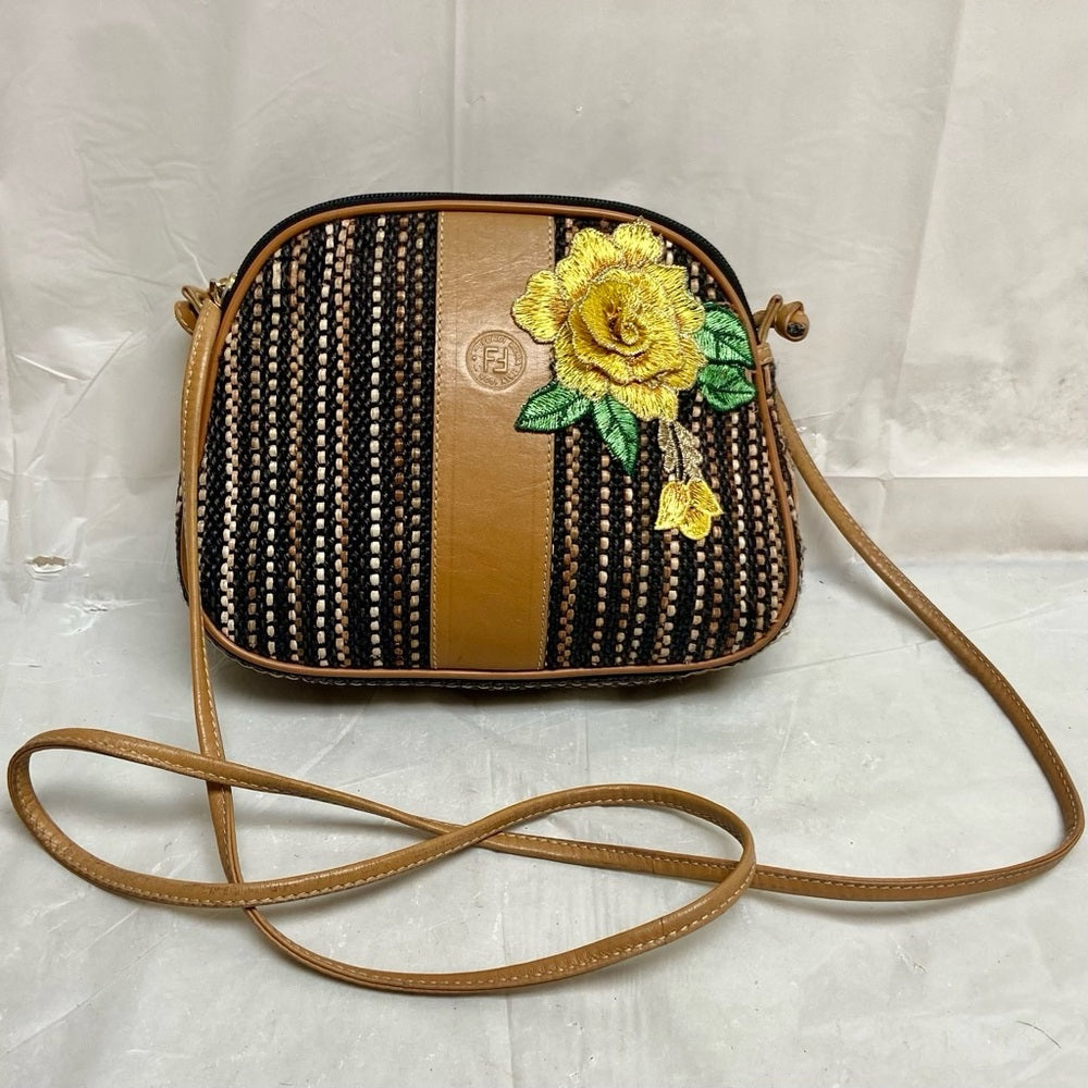 Authentic, Rare,  Fendi, Small Tweed Crossbody Bag 8in x 6.5in x 2in