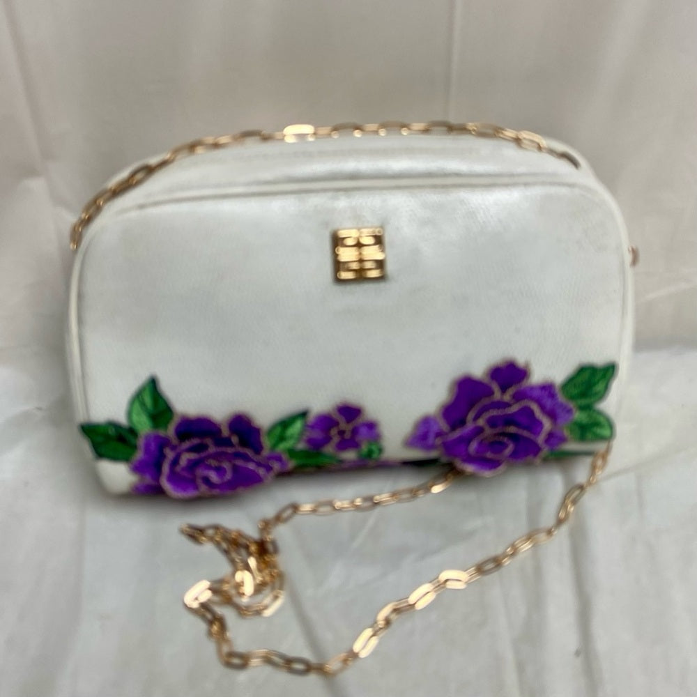 Vintage, Givenchy, Rare, Small White Leather Crossbody Bag 8.5in x 5in x 3in