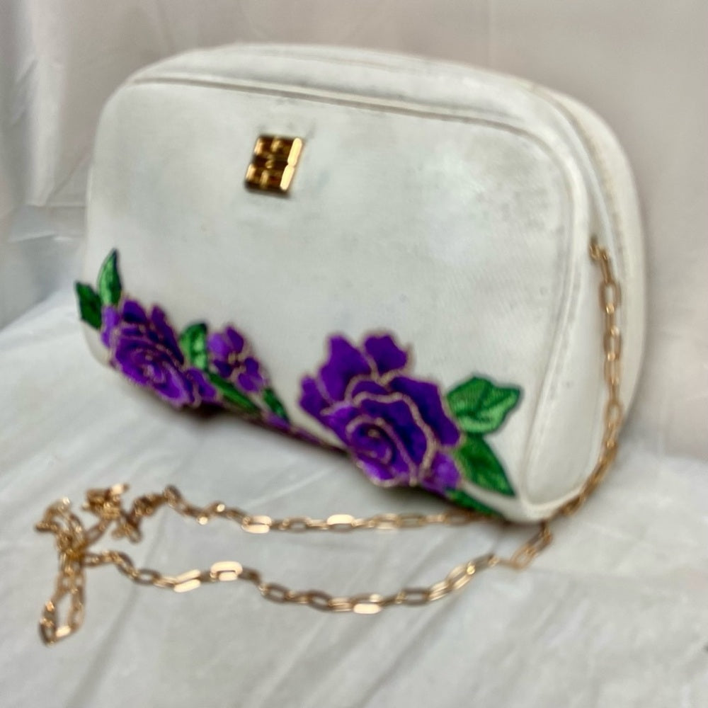 Vintage, Givenchy, Rare, Small White Leather Crossbody Bag 8.5in x 5in x 3in
