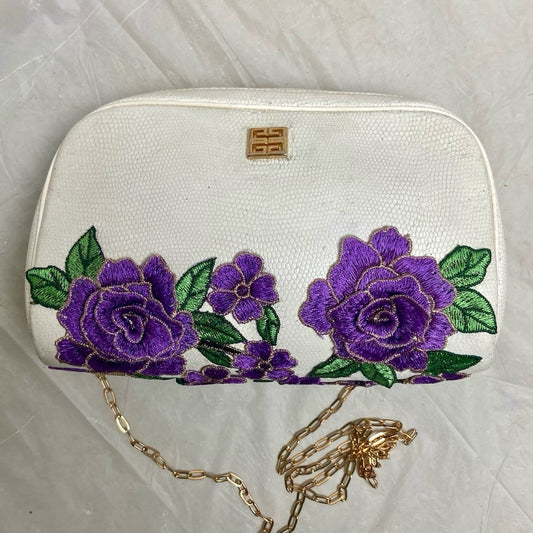 Vintage, Givenchy, Rare, Small White Leather Crossbody Bag 8.5in x 5in x 3in