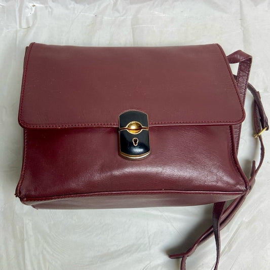 Vintage, Balenciaga Burgundy Leather Adjustable Shoulder- Crossbody 9inx7inx4in