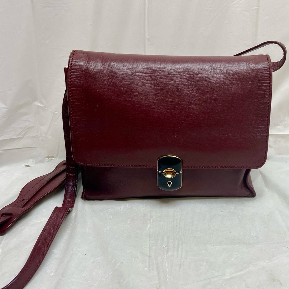 Vintage, Balenciaga Burgundy Leather Adjustable Shoulder- Crossbody 9inx7inx4in