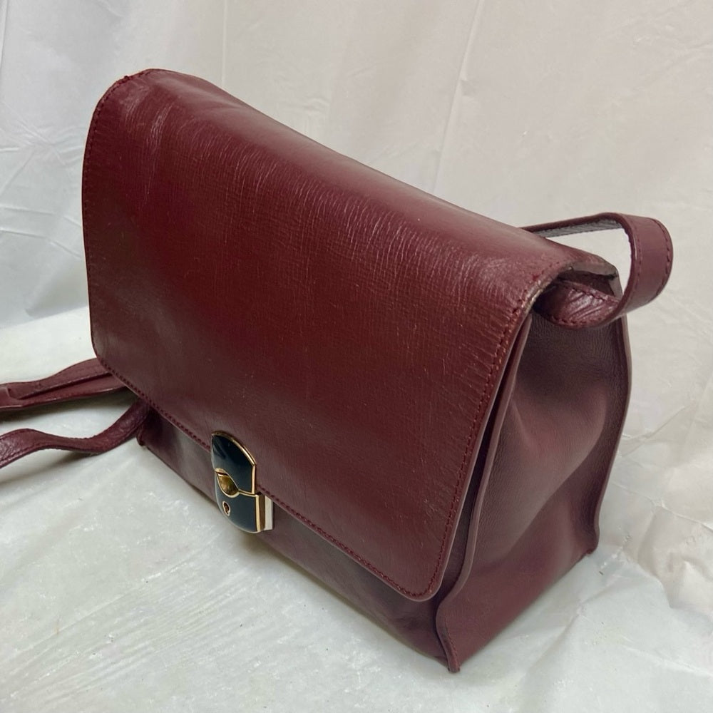Vintage, Balenciaga Burgundy Leather Adjustable Shoulder- Crossbody 9inx7inx4in