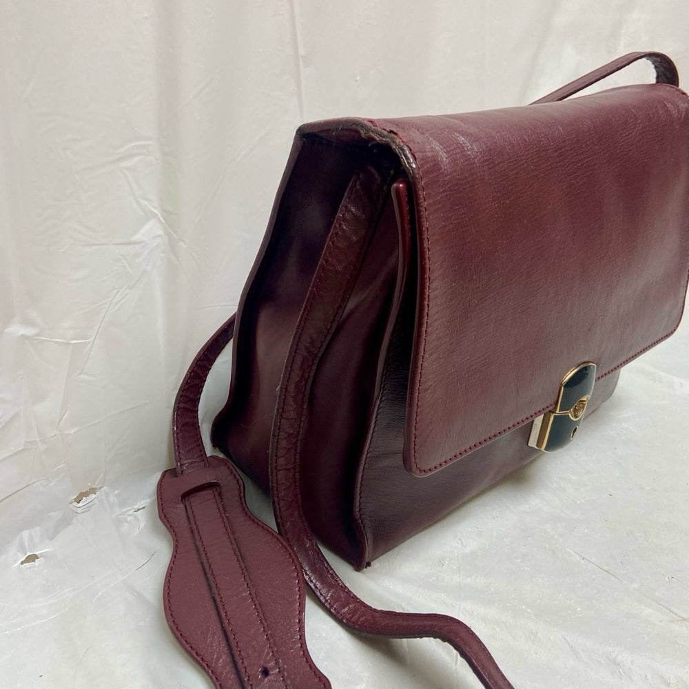 Vintage, Balenciaga Burgundy Leather Adjustable Shoulder- Crossbody 9inx7inx4in