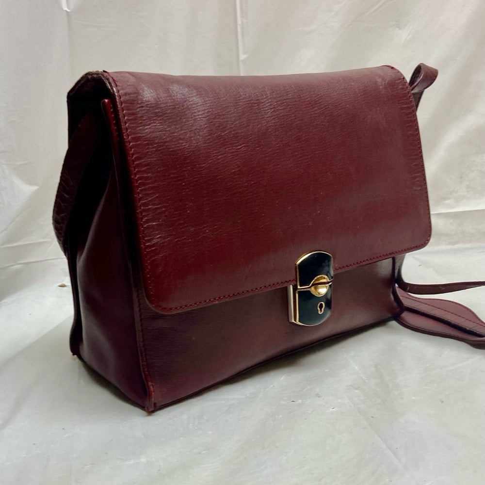 Vintage, Balenciaga Burgundy Leather Adjustable Shoulder- Crossbody 9inx7inx4in