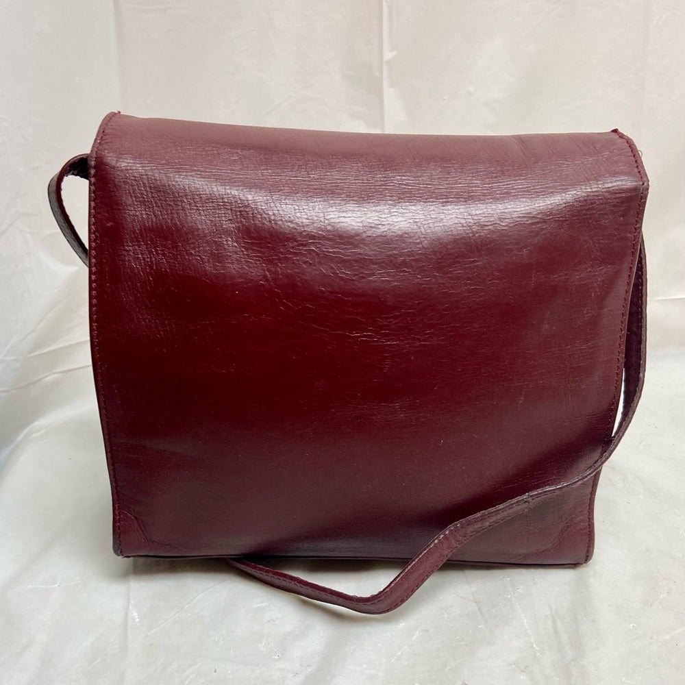 Vintage, Balenciaga Burgundy Leather Adjustable Shoulder- Crossbody 9inx7inx4in