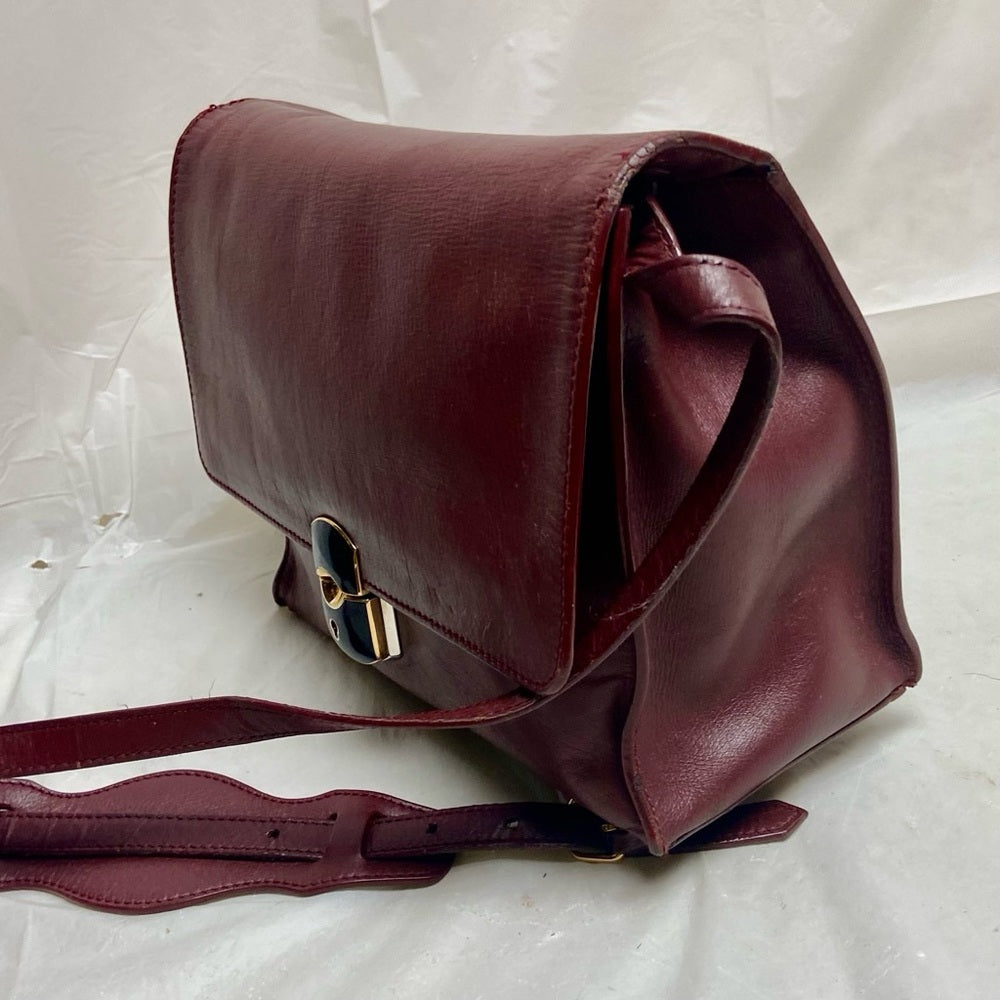 Vintage, Balenciaga Burgundy Leather Adjustable Shoulder- Crossbody 9inx7inx4in