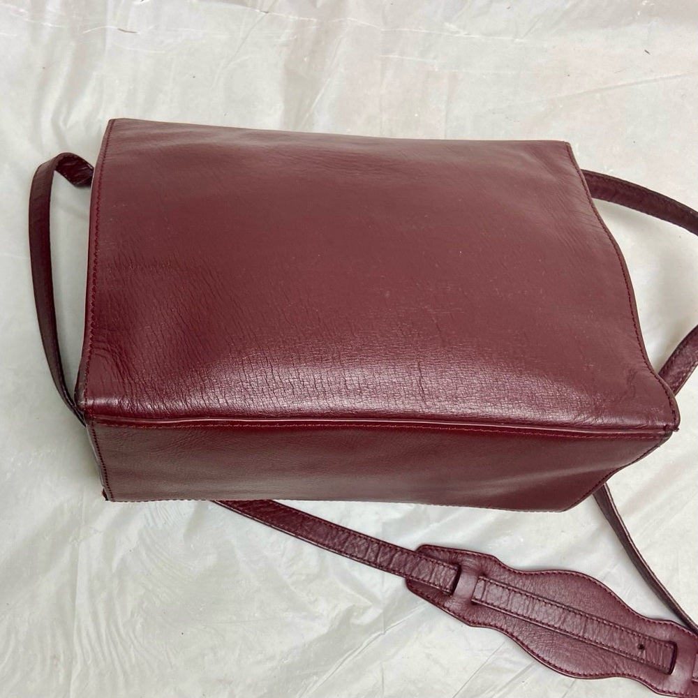 Vintage, Balenciaga Burgundy Leather Adjustable Shoulder- Crossbody 9inx7inx4in