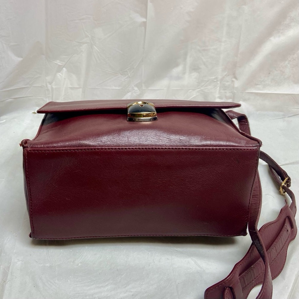 Vintage, Balenciaga Burgundy Leather Adjustable Shoulder- Crossbody 9inx7inx4in