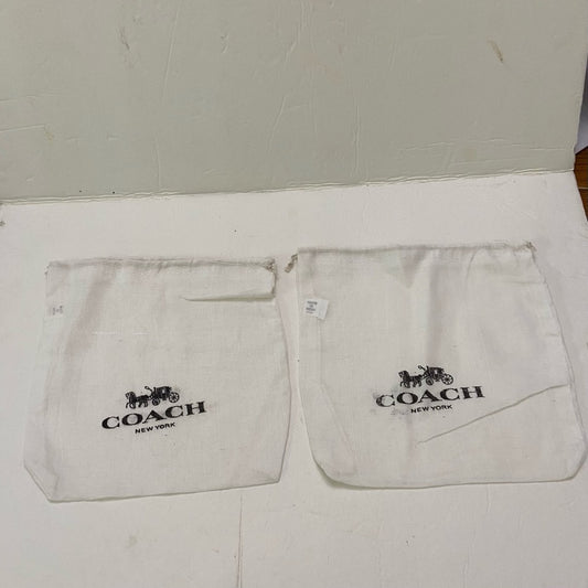 Lot of 2 Coach White Wallet Dust Bag 8in x 8in