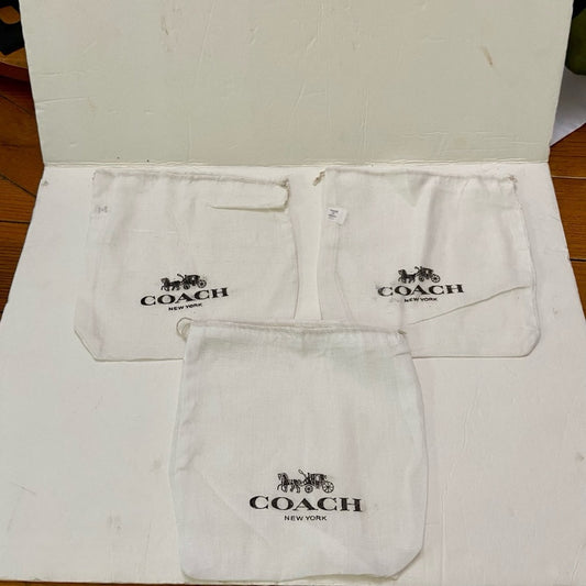 Lot of 3 Coach White Wallet Dust Bag 8in x 8in