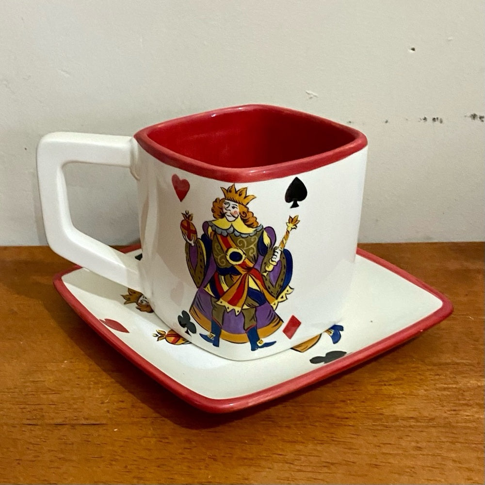 Beautiful, Rare, Large 8-pc  King of Hearts Cups and Saucers