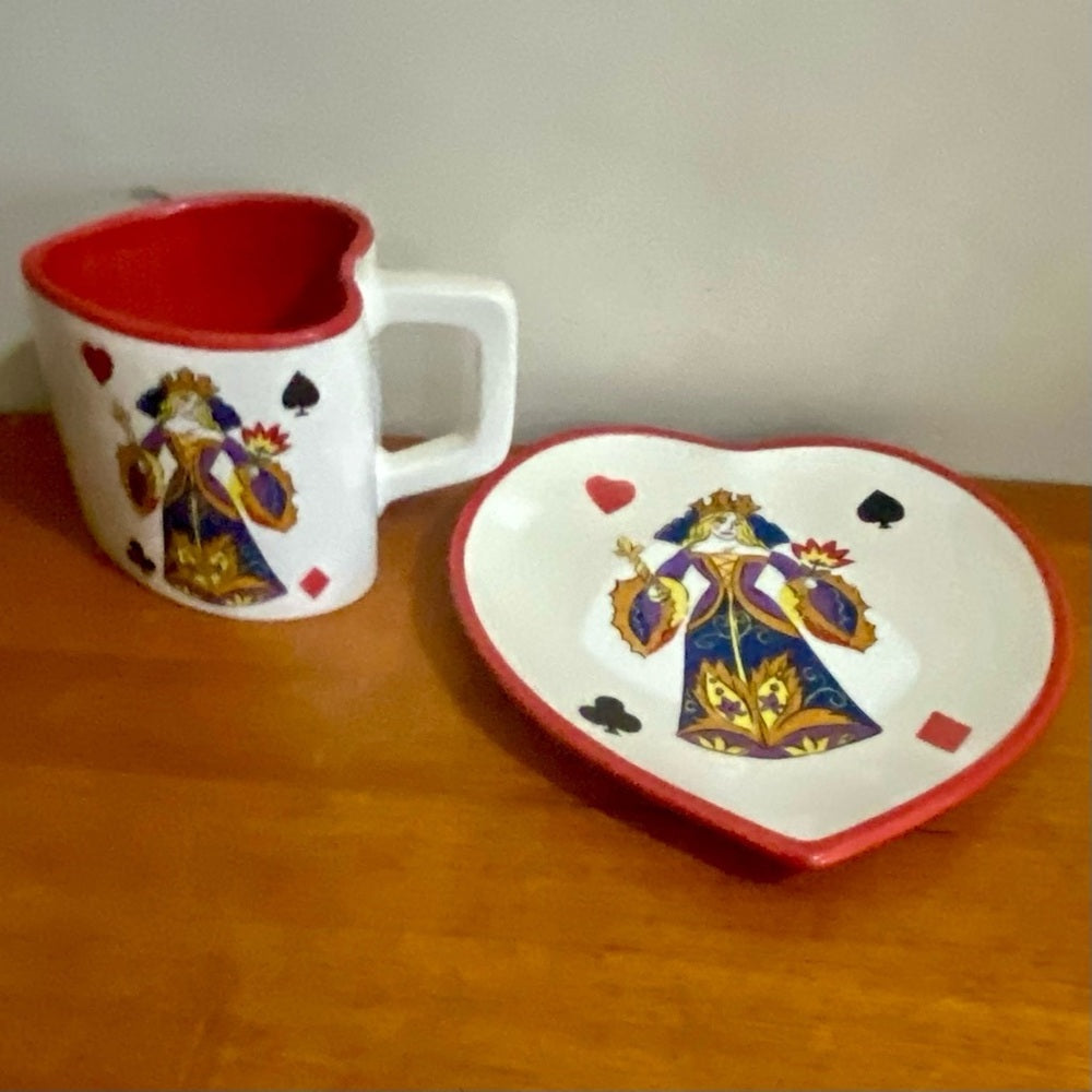 Beautiful, Rare, Large 8-pc  King of Hearts Cups and Saucers