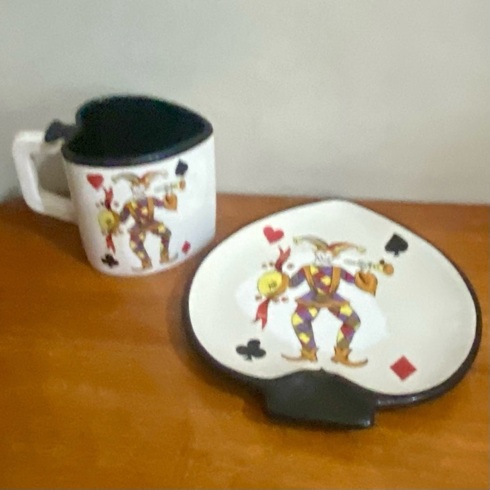 Beautiful, Rare, Large 8-pc  King of Hearts Cups and Saucers