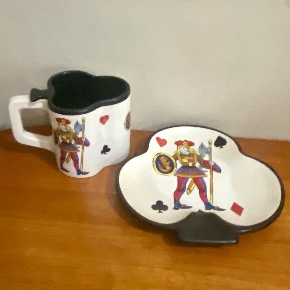 Beautiful, Rare, Large 8-pc  King of Hearts Cups and Saucers