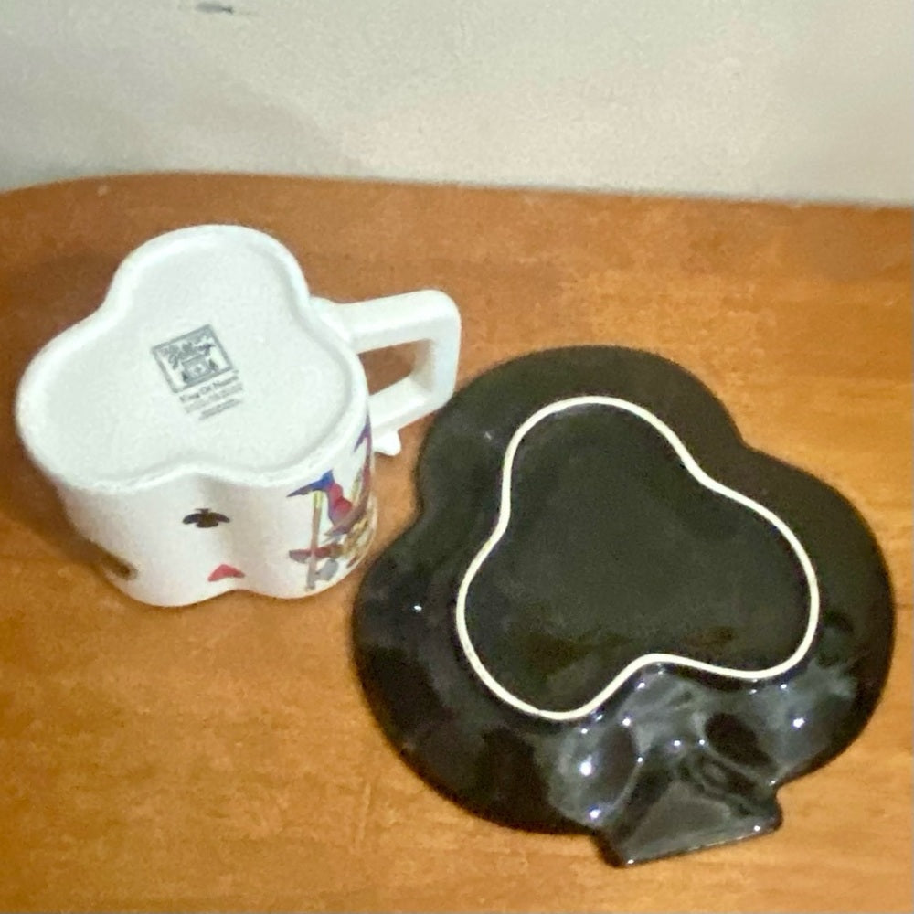 Beautiful, Rare, Large 8-pc  King of Hearts Cups and Saucers