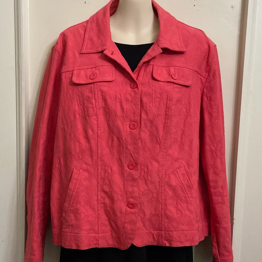 Croft and Barrow Fuchsia -Tangerine Coat-Jacket - Size XL