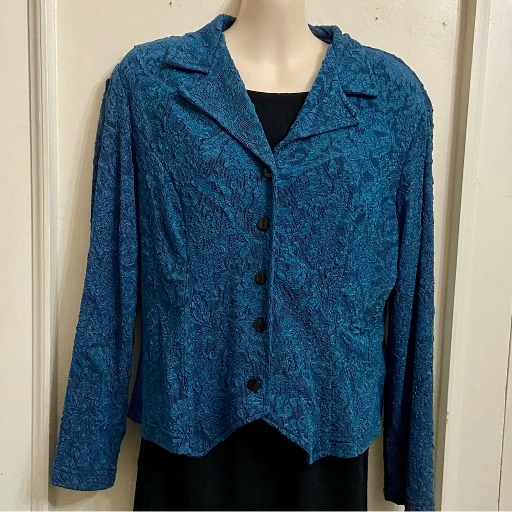 Cold Water Creek Teal Blue Lace Coat-Jacket - Size 12p