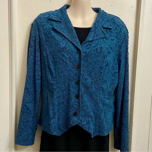 Cold Water Creek Teal Blue Lace Coat-Jacket - Size 12p