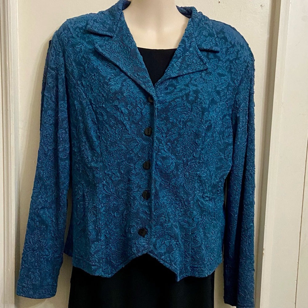 Cold Water Creek Teal Blue Lace Coat-Jacket - Size 12p