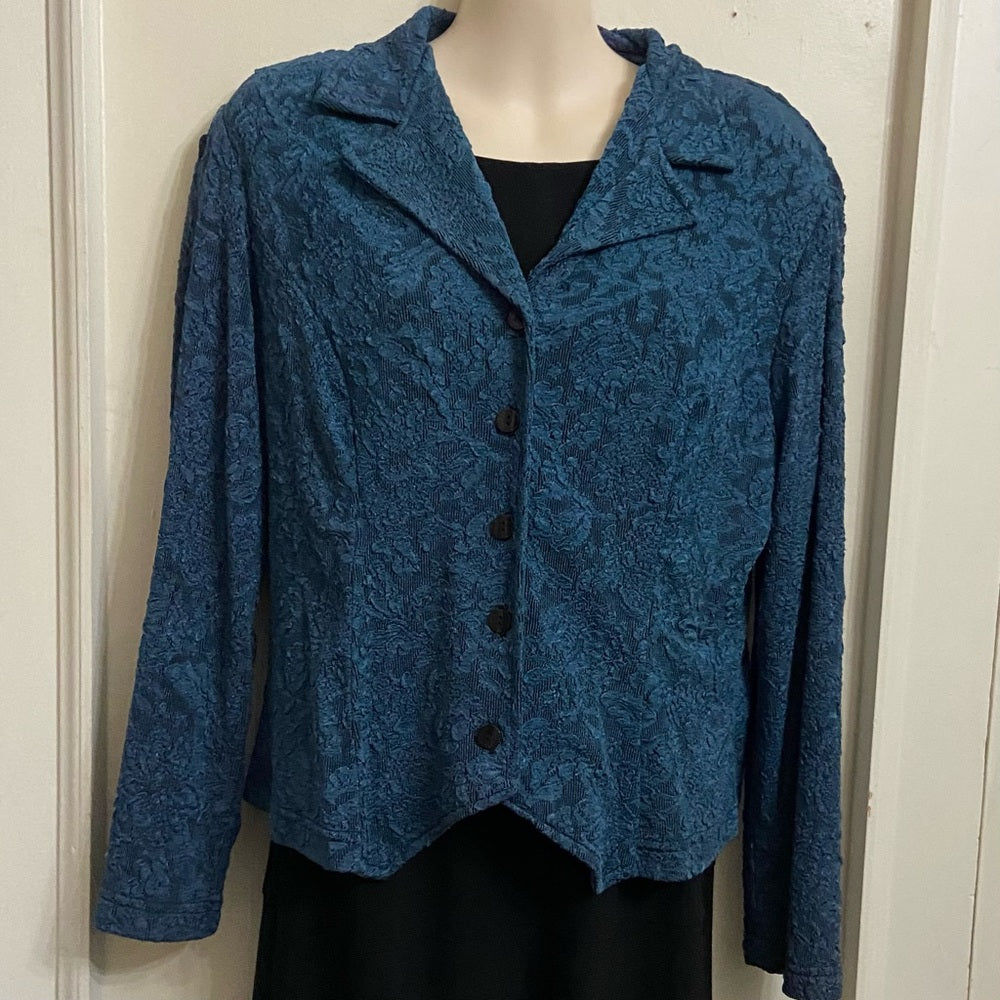 Cold Water Creek Teal Blue Lace Coat-Jacket - Size 12p