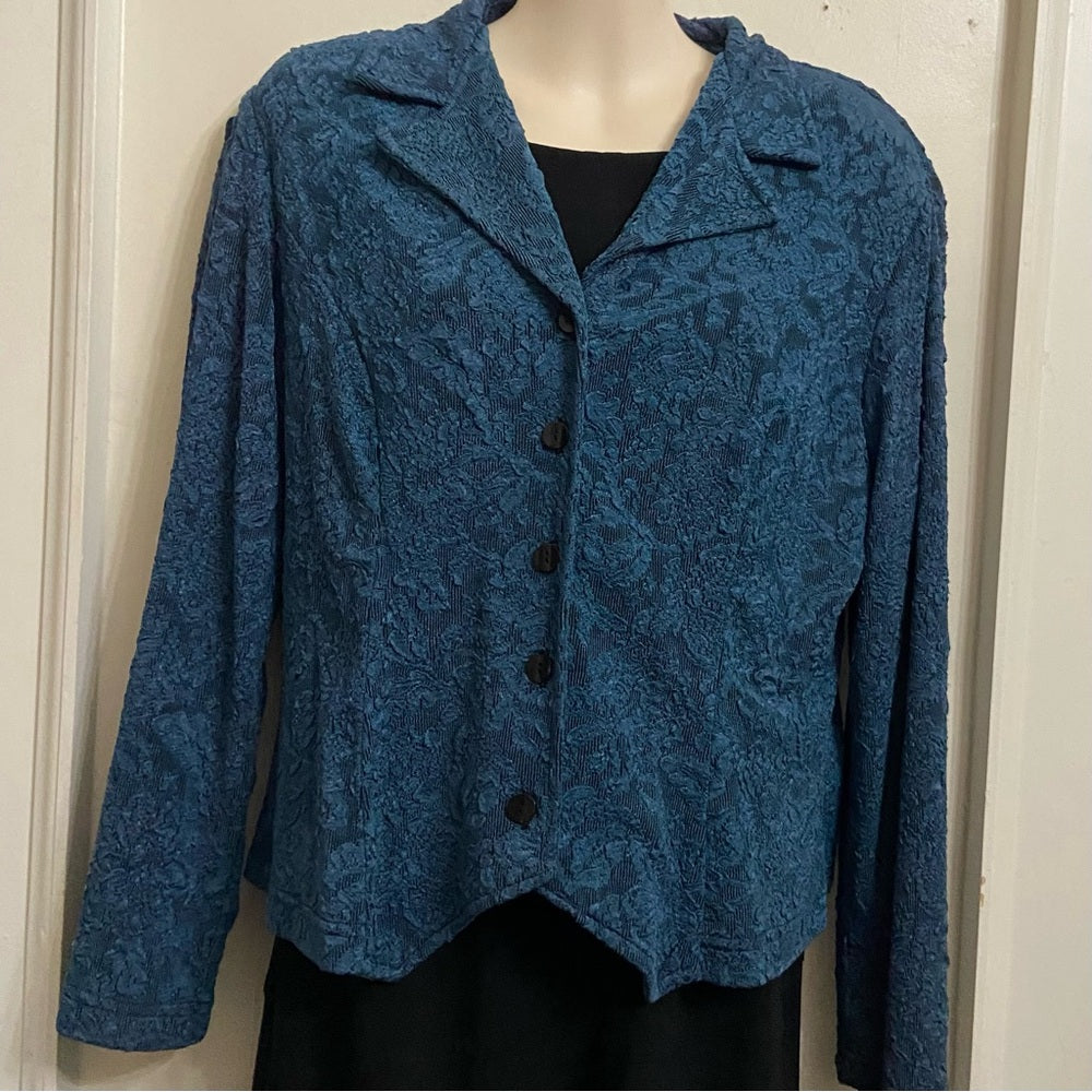 Cold Water Creek Teal Blue Lace Coat-Jacket - Size 12p