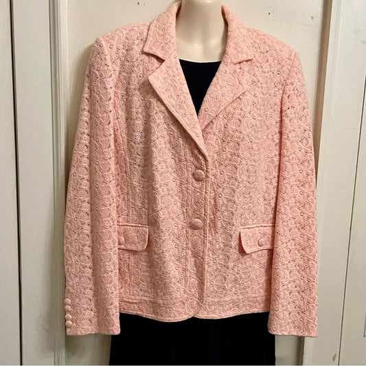 Dialogue Pink Lace Coat-Jacket - Size L
