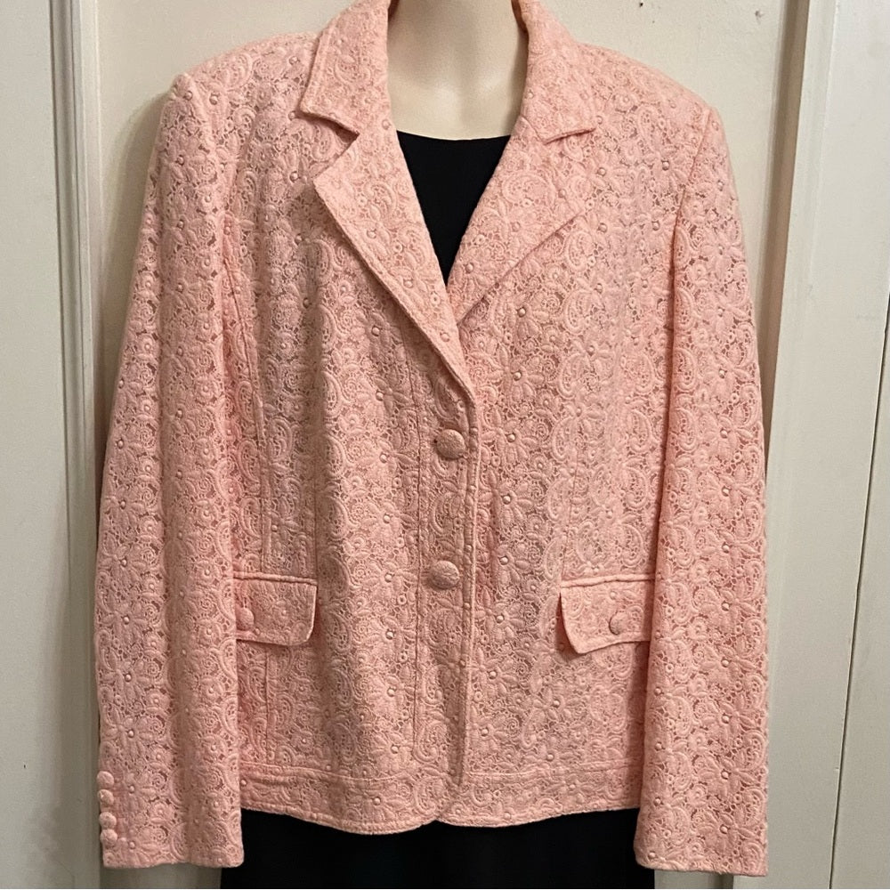 Dialogue Pink Lace Coat-Jacket - Size L