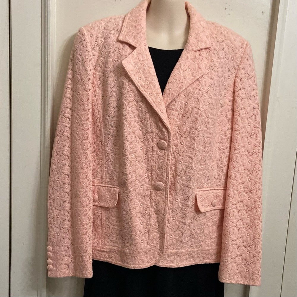 Dialogue Pink Lace Coat-Jacket - Size L