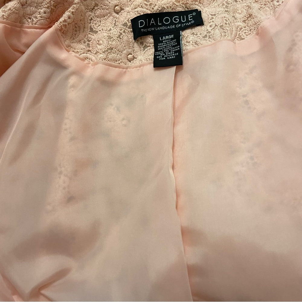 Dialogue Pink Lace Coat-Jacket - Size L