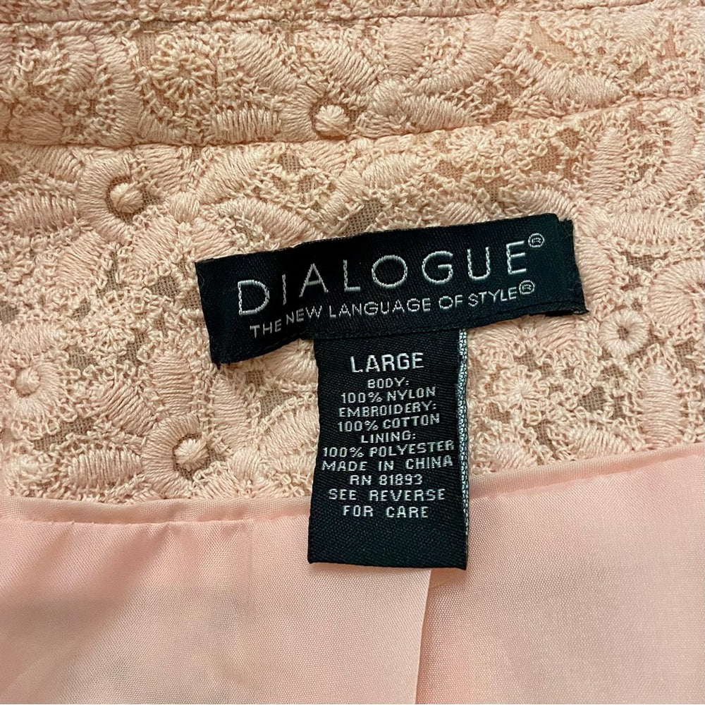 Dialogue Pink Lace Coat-Jacket - Size L
