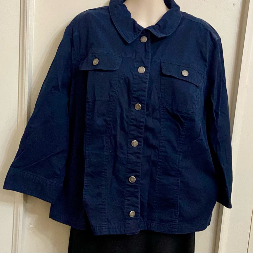CJ  Banks Navy Blue Military Coat- Jacket - 1X