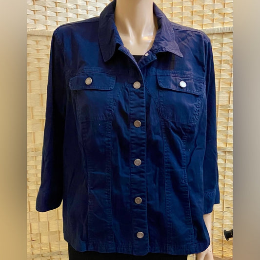 CJ  Banks Navy Blue Military Coat- Jacket - 1X