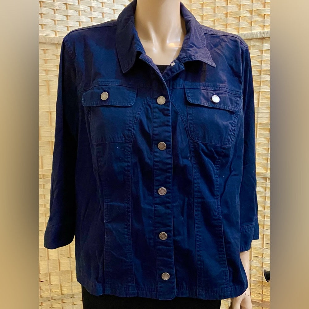 CJ  Banks Navy Blue Military Coat- Jacket - 1X