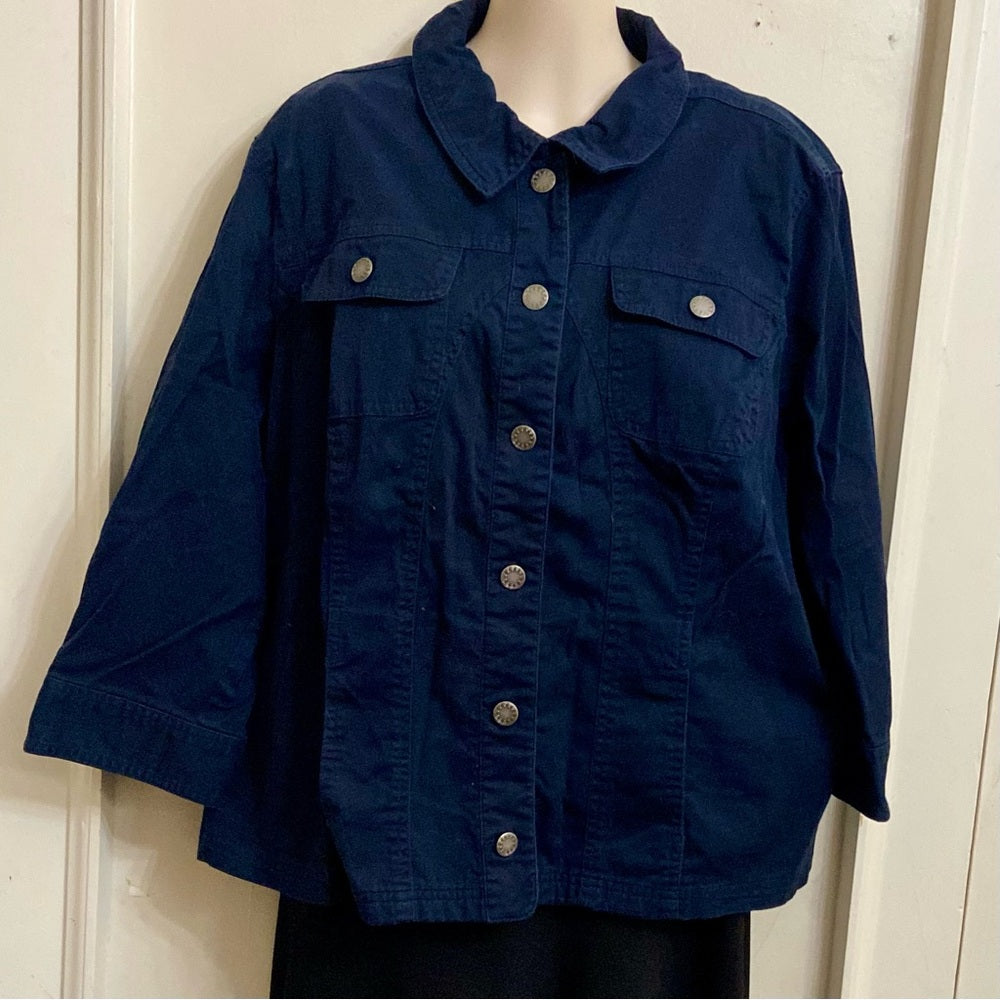 CJ  Banks Navy Blue Military Coat- Jacket - 1X