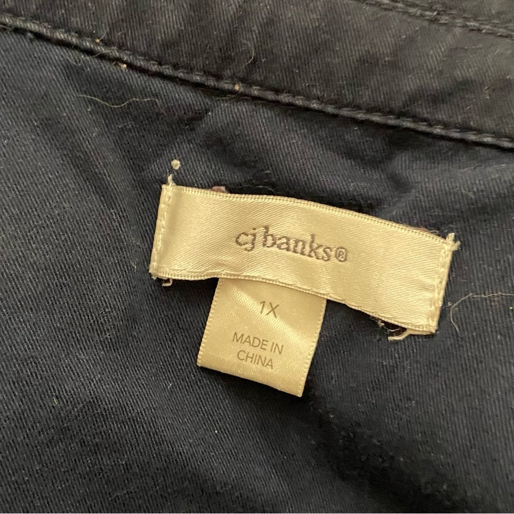 CJ  Banks Navy Blue Military Coat- Jacket - 1X
