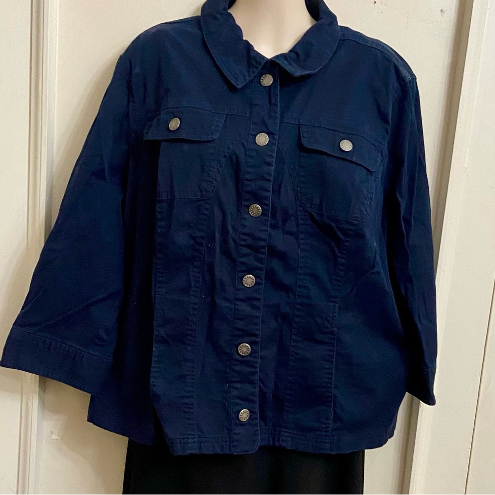 CJ  Banks Navy Blue Military Coat- Jacket - 1X