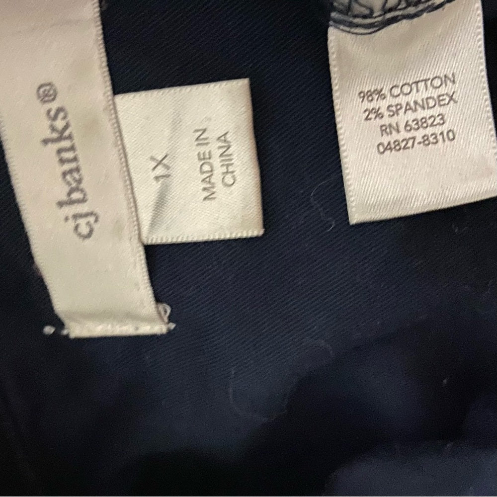 CJ  Banks Navy Blue Military Coat- Jacket - 1X