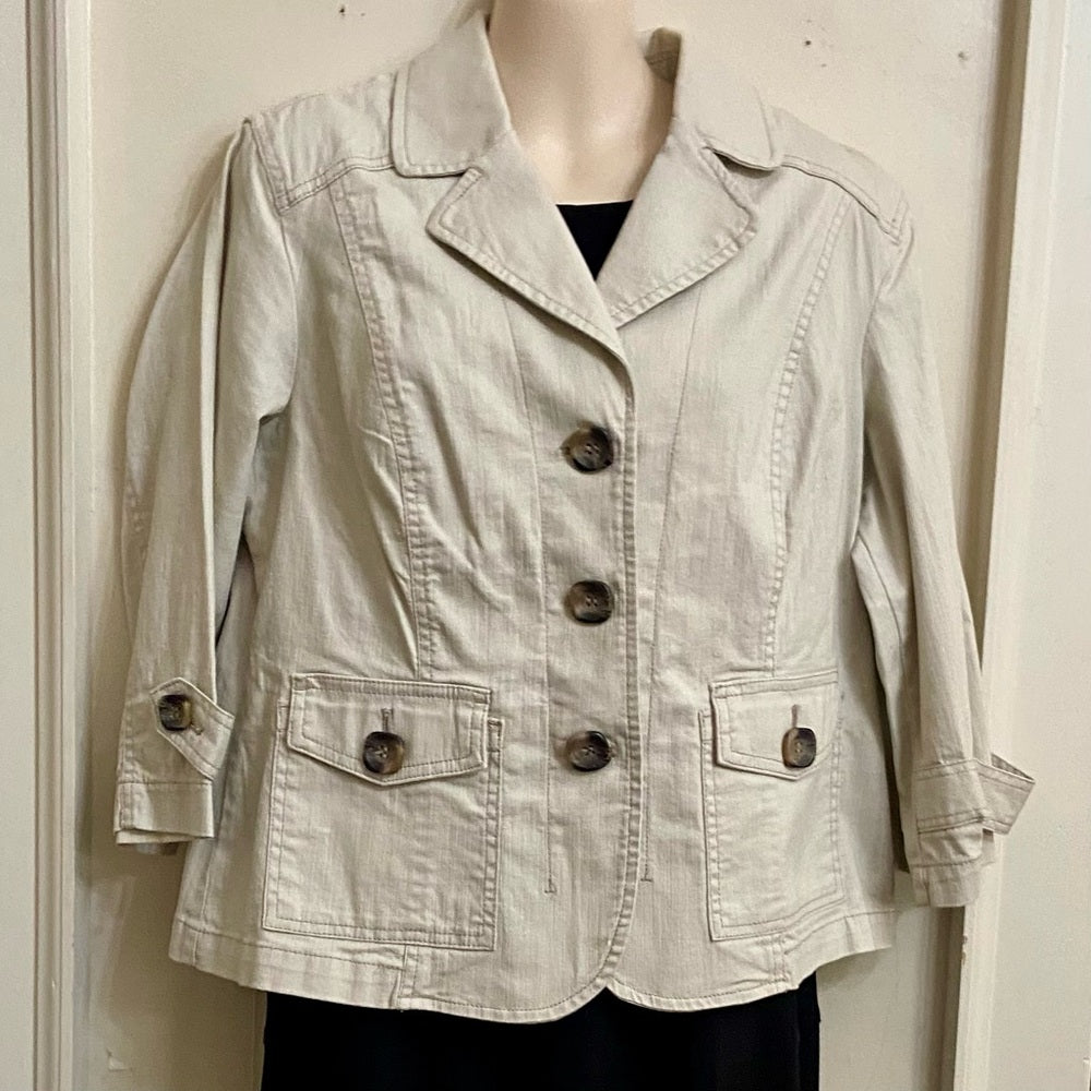 Cold Water Creek Beige Coat-Jacket - Size P14