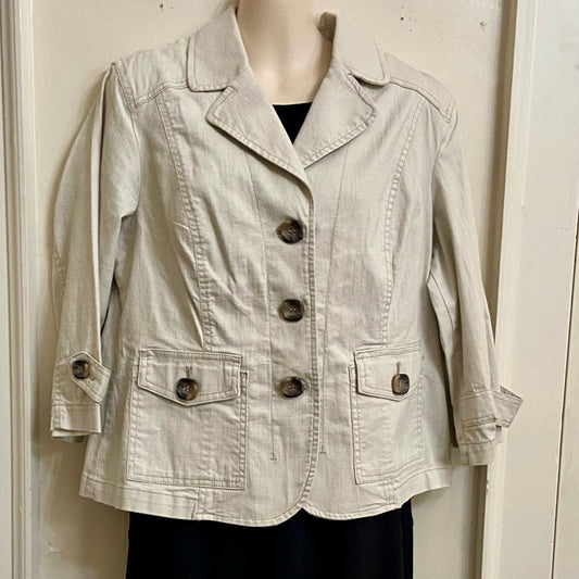 Cold Water Creek Beige Coat-Jacket - Size P14