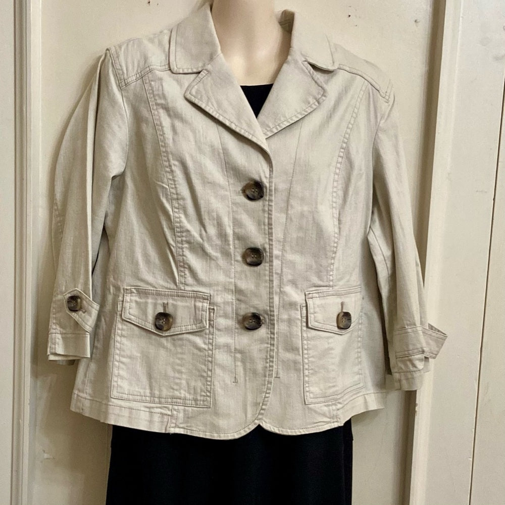 Cold Water Creek Beige Coat-Jacket - Size P14