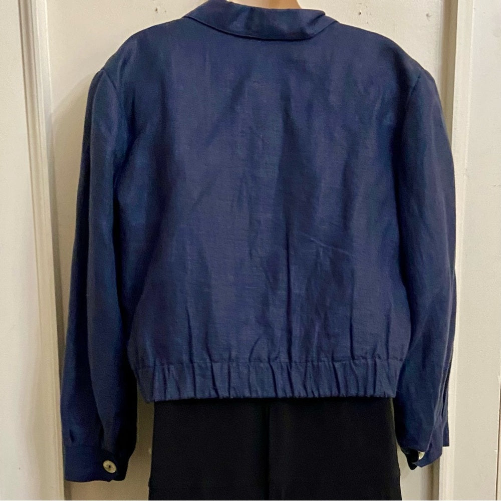 Stephanie Andreas, Navy Blue Linen Coat- Jacket - L