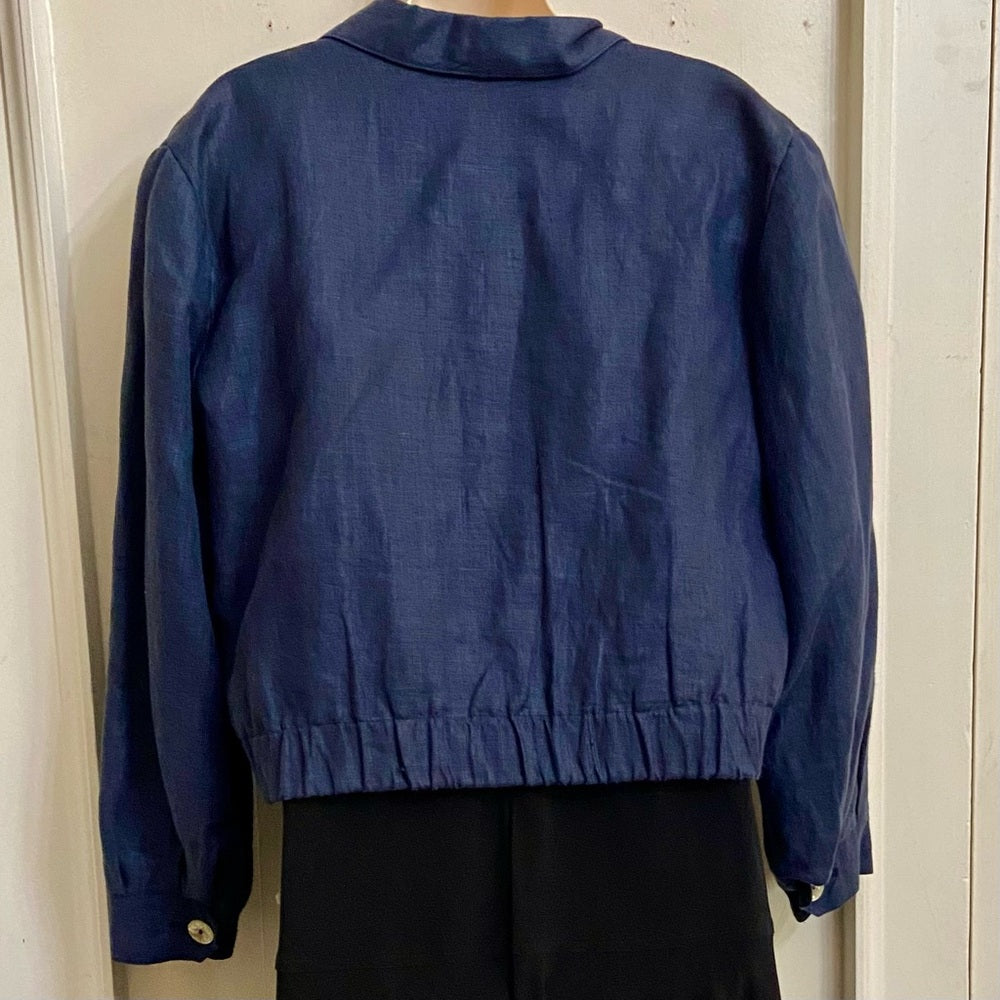 Stephanie Andreas, Navy Blue Linen Coat- Jacket - L