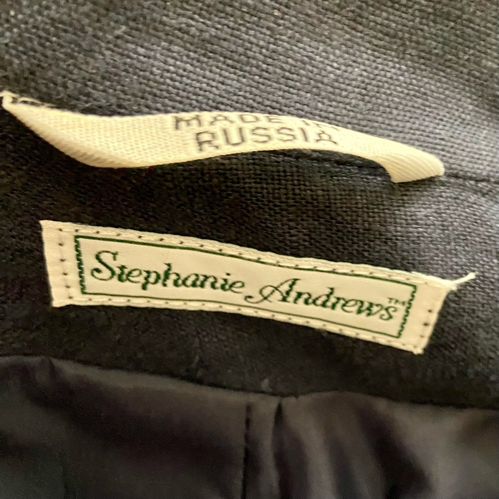 Stephanie Andreas, Navy Blue Linen Coat- Jacket - L
