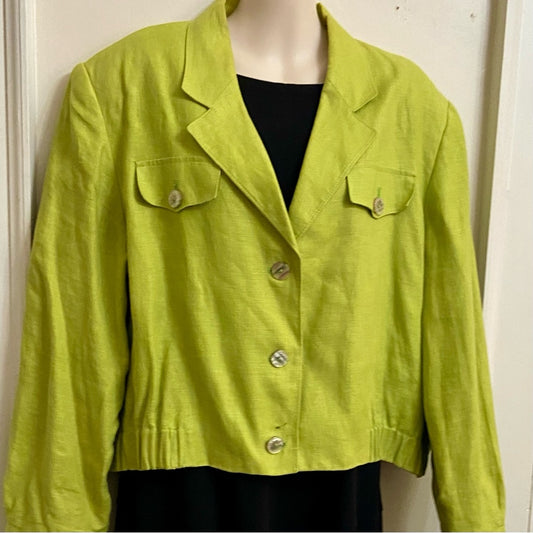 International Scene Apple Green Linen Coat- Jacket - L-XL