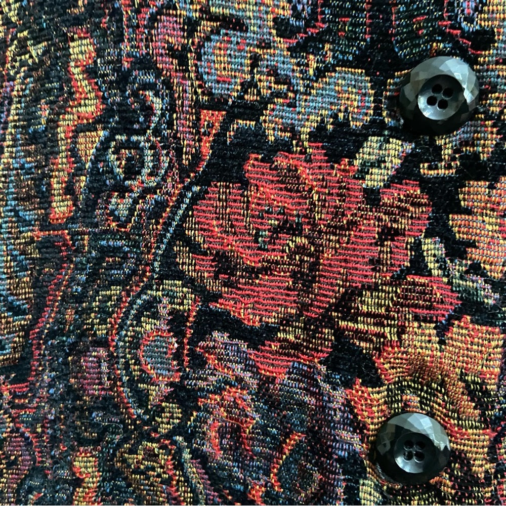 Cold water Creek Red and Black Tapestry Coat- Jacket - M